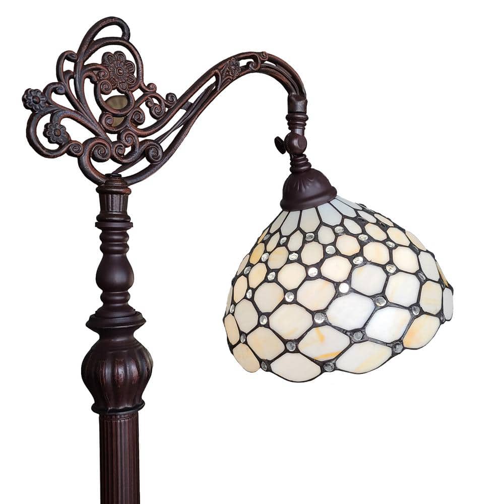 Bronze Arc Adjustable 62" Stained Glass Floor Lamp