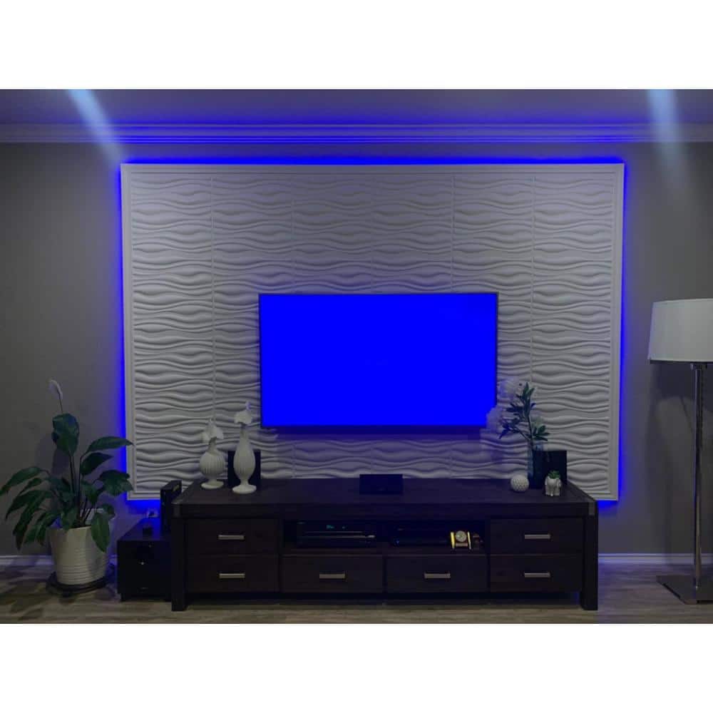 Wave Design White PVC 3D Wall Panels 19.7" x 19.7"