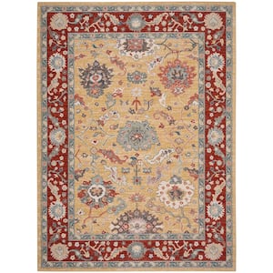 Parisa Gold Brick 9 ft. x 12 ft. Bordered Traditional Area Rug