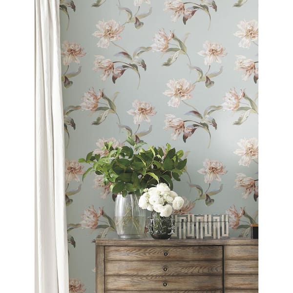 Large Parrot Tulip Blue and Pink Peel and Stick Wallpaper Roll