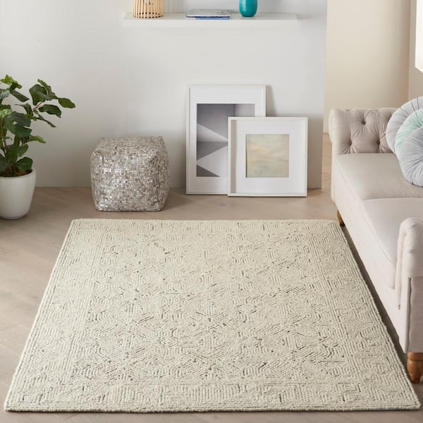 Vail Ivory/Navy 5 ft. x 7 ft. Contemporary Area Rug