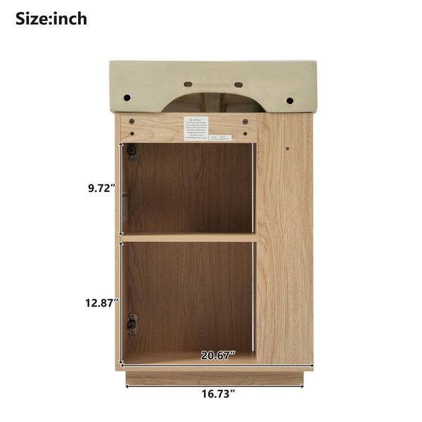 Virubi 21.6 in. W Freestanding Wood Color Bath Vanity with White