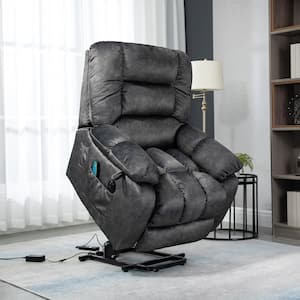 Gray Chenille Standard (No Motion) Recliner with Power Lift