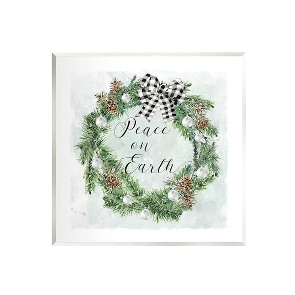 Stupell Industries Peace Seasonal Wreath by Carol Robinson 1-Piece Unframed Graphic Print Typography Poster Art Print 12 in. x 12 in.