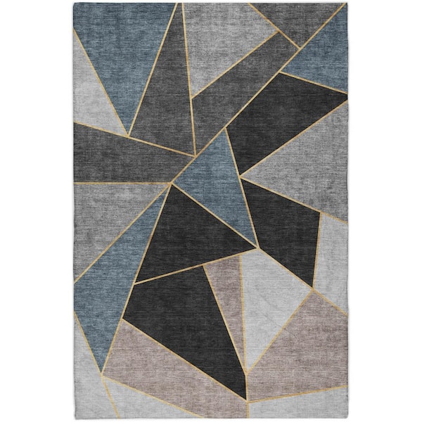 Dream Shag Premium Machine Washable Abstract ADS636 Blue 10 ft. x 14 ft. Area Rug