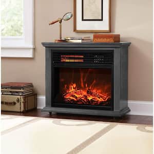 28.5 in. 1500-Watt Electric Fireplace Heater Firebox Infrared Flame Timer with Remote Control in Slate Gray