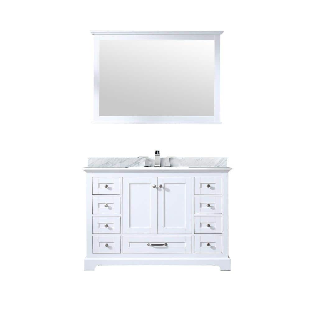 Dukes 48" White Marble Top Vanity with Mirror and Faucet
