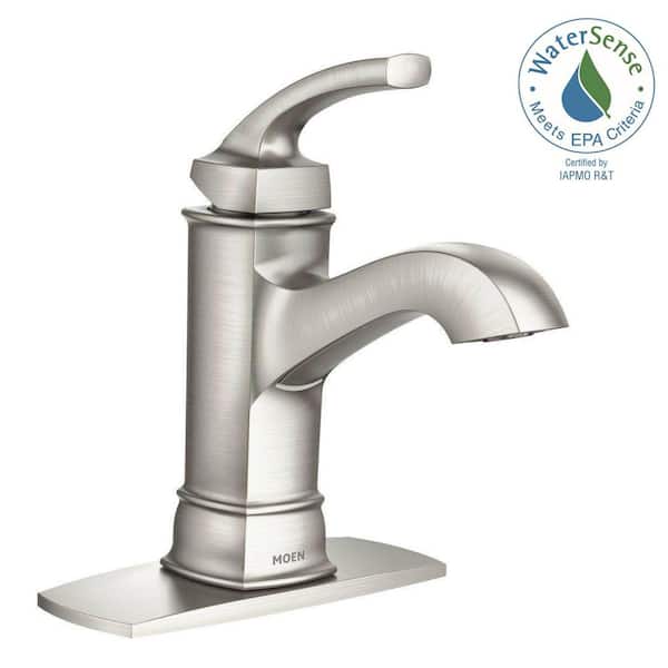 MOEN Hensley Single Hole Single-Handle Bathroom Faucet in Spot 