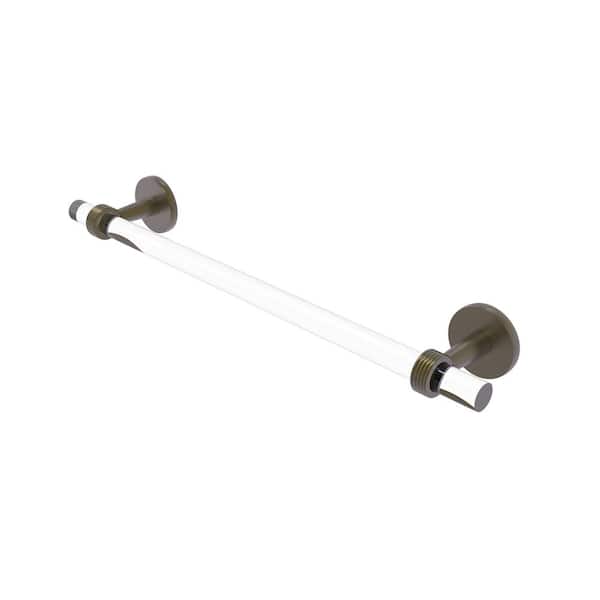 Allied Brass Clearview Collection 30 in. Wall Mounted Single Towel Bar in Antique Brass with Groovy Accents