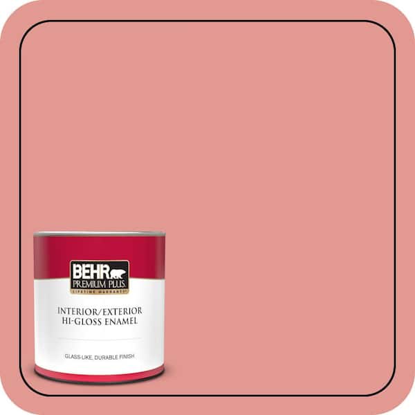 BEHR PREMIUM PLUS 1 qt. #160D-4 Strawberry Rose Hi-Gloss Enamel Interior/Exterior Paint & Primer