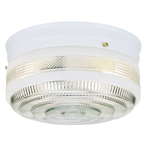 Westinghouse 2-Light Ceiling Fixture White Interior Flush-Mount with White and Clear Glass