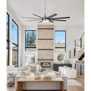 Archer 5 ft. Integrated LED Indoor Black-Blade Satin Nickel Ceiling Fan with Light and Remote Control Included