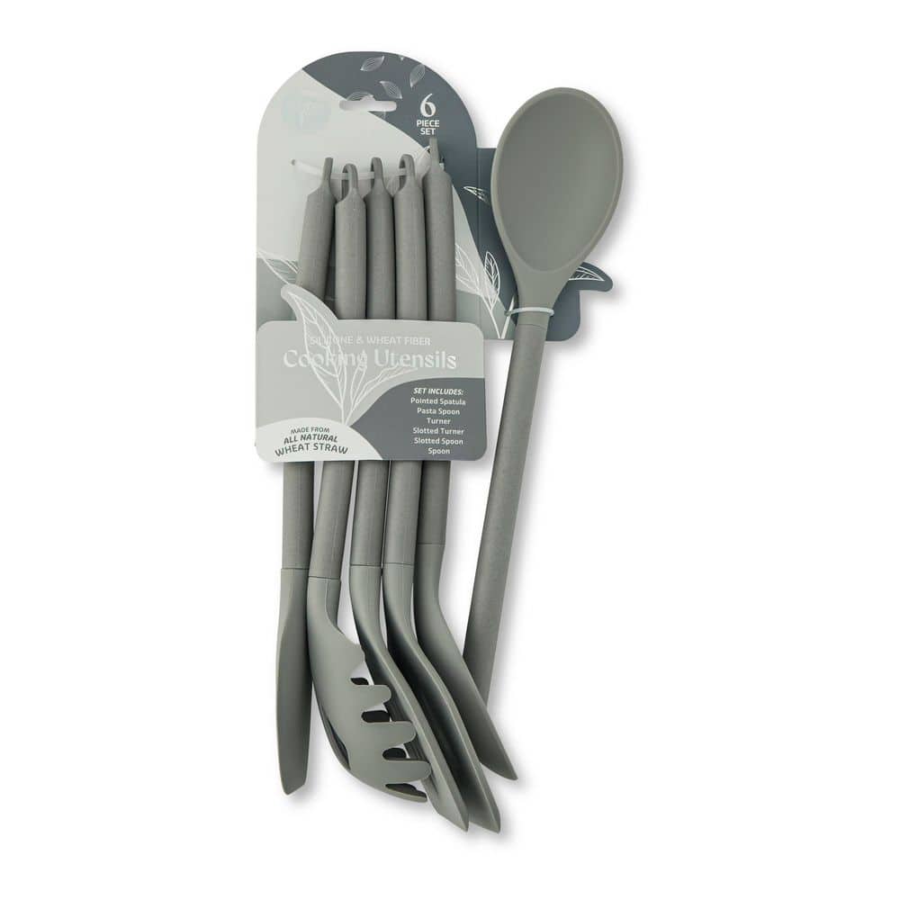 Core Kitchen Gray 6 Pieces Wheat Stalk Utensil Set 60282 - The