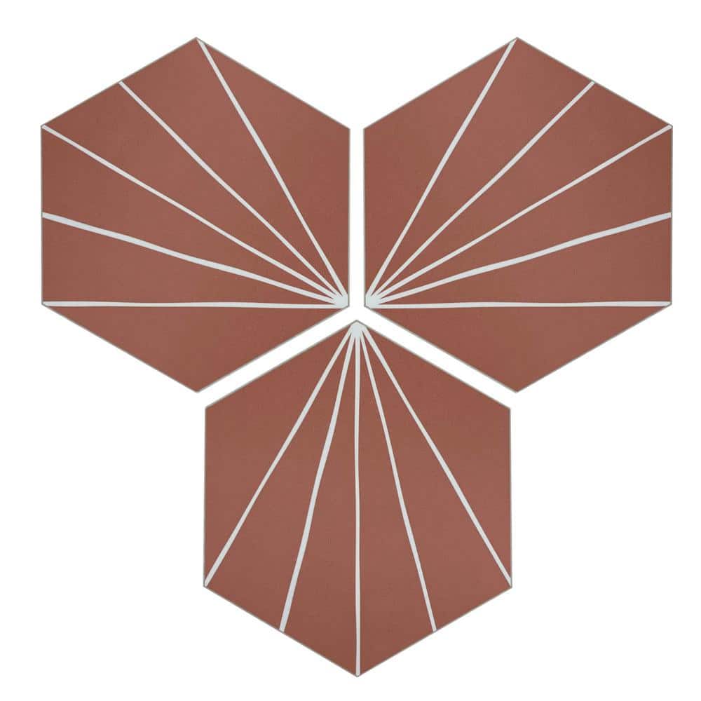 Art Deco Hexagon 6 in. x 7 in. Peel and Stick backsplash, Stone Composite Wall Tile, Terracotta (45 Tiles, 10 sq.ft.) price history on PriceWatchPro