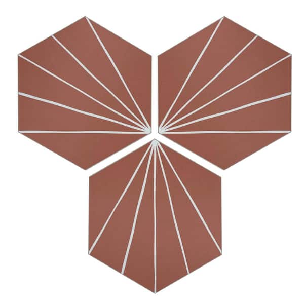 Art Deco Hexagon 6 in. x 7 in. Peel and Stick backsplash, Stone Composite Wall Tile, Terracotta (45 Tiles, 10 sq.ft.)