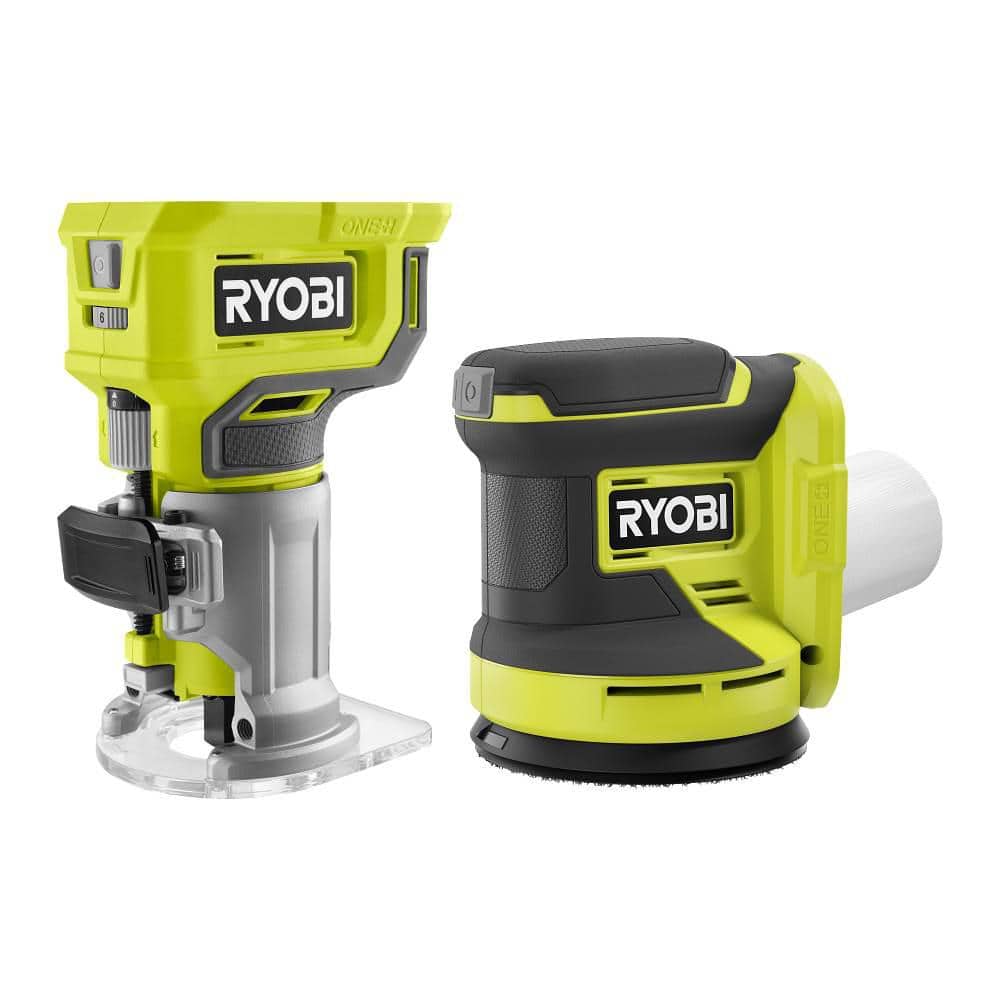 Window Edge Sander RYOBI ONE+ 18V Cordless 2-Tool Combo Kit w/ Compact Router & 5 in. RO ...