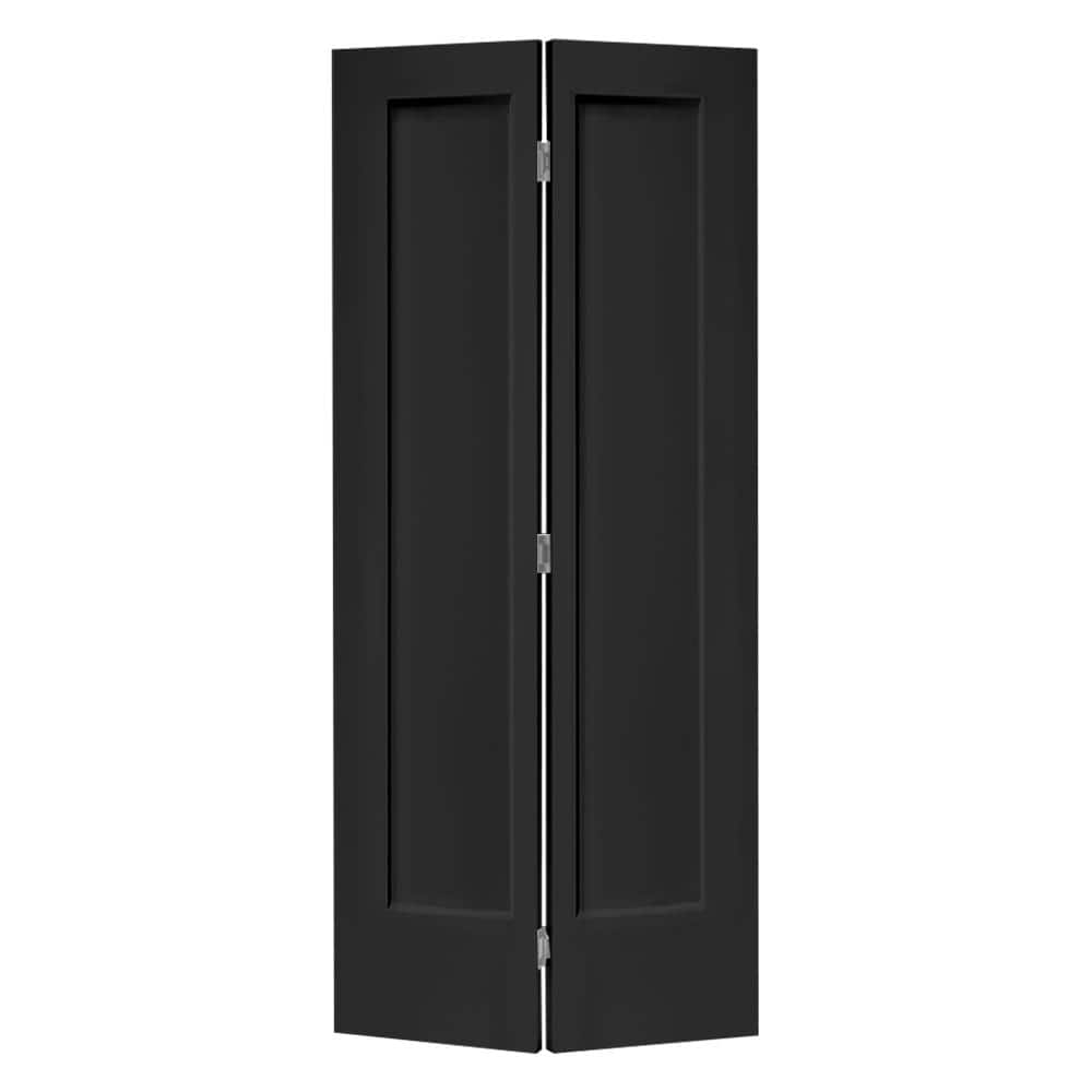 CALHOME 24 in. x 80 in. 1 Panel Shaker Black Painted MDF Composite Bi