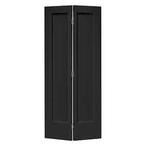 24 in. x 80 in. 1 Panel Shaker Black Painted MDF Composite Bi-Fold Closet Door with Hardware Kit