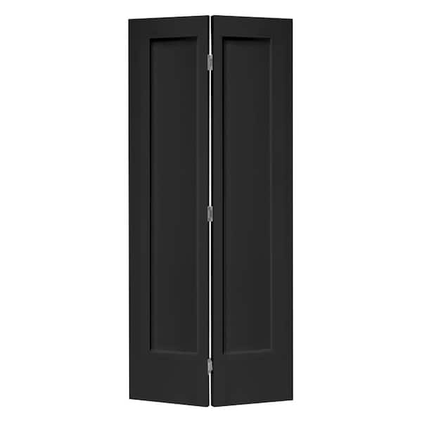 CALHOME 24 in. x 80 in. 1 Panel Shaker Black Painted MDF Composite Bi-Fold Closet Door with Hardware Kit