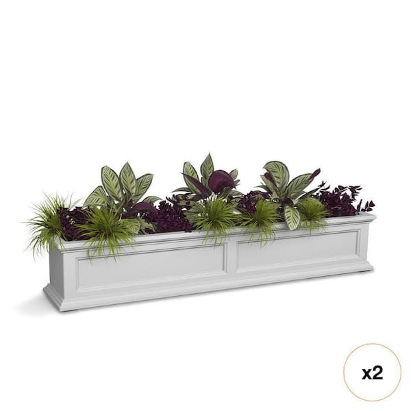Fairfield 60 in. x 11 in. Self-Watering White Polyethylene Window Box