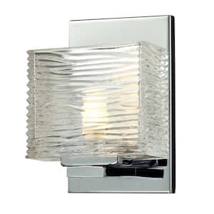 Jaol 5.25 in. 1-Light Chrome Vanity Light with Clear Glass Shade with Bulbs Included