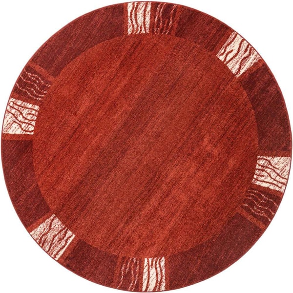 Unique Loom Del Mar Sarah Rust Red 8' 0 x 8' 0 Round Rug