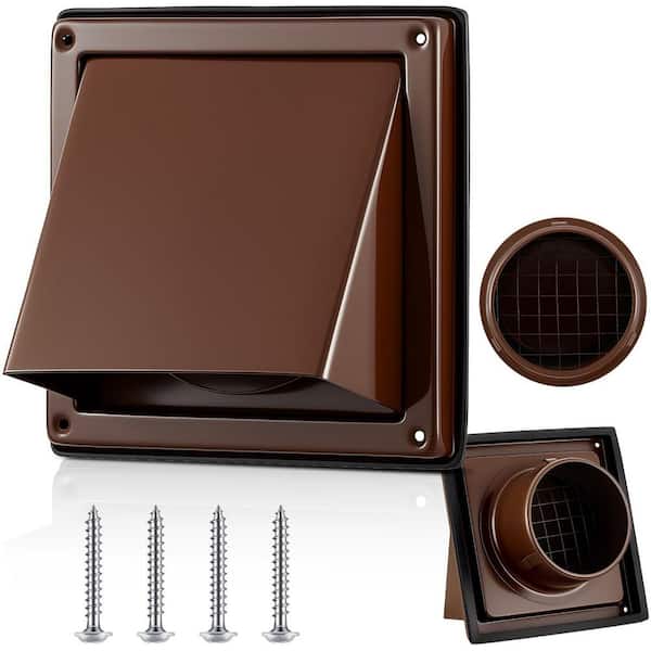 1-Piece Bathroom Accessory Set in Brown, 4 in. Dryer Vent Cover Outside Walls External Extractor Fan Exhaust Vent Cap