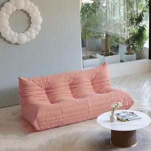 68.9 in. Teddy Velvet Anti-Skip Bean Bag 3 Seats Lazy Sofa Couch in Pink