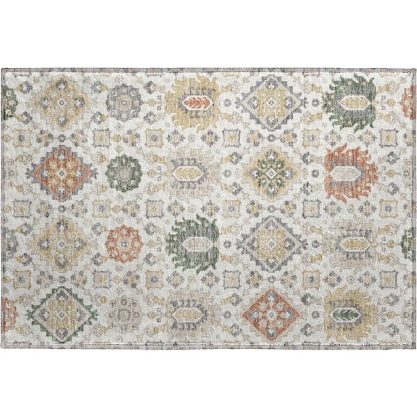 Mayfield Premium Machine Washable Abstract AMF2200 Ivory 2 ft. x 3 ft. Accent Rug