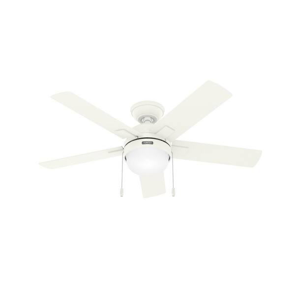 Hugger LED Ceiling Fan 5 Reversible Blades Home Office Flush Mount  44'' White 