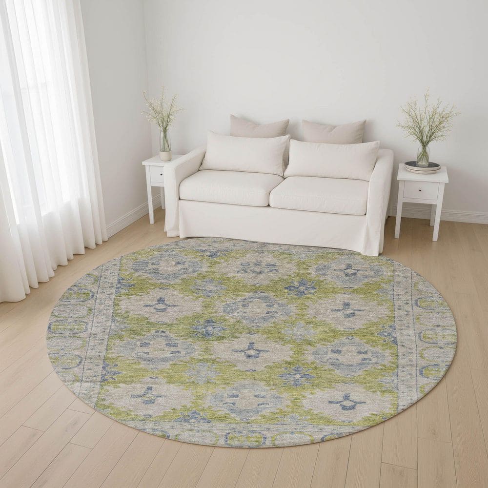Mayfield Premium Machine Washable Abstract AMF1760 Aloe 8 ft. x 8 ft. Round Rug price history on PriceWatchPro