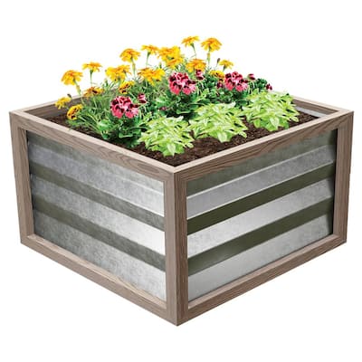 Cinch Smart Garden 24 in. x 24 in. x 12 in. Tan Composite with Galvanized Steel Raised Garden Bed