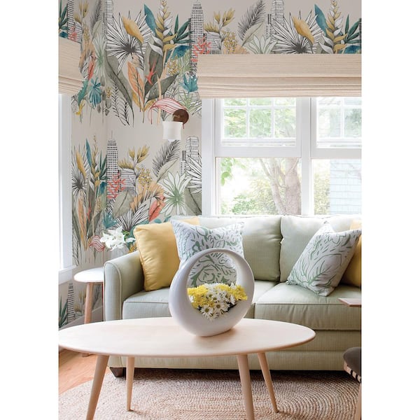 Multi-Colored Sierra Neutral Urban Tropic Wallpaper