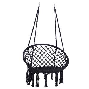 2.6 ft. Sling Cotton Rope Hammock Swing Chair in Black