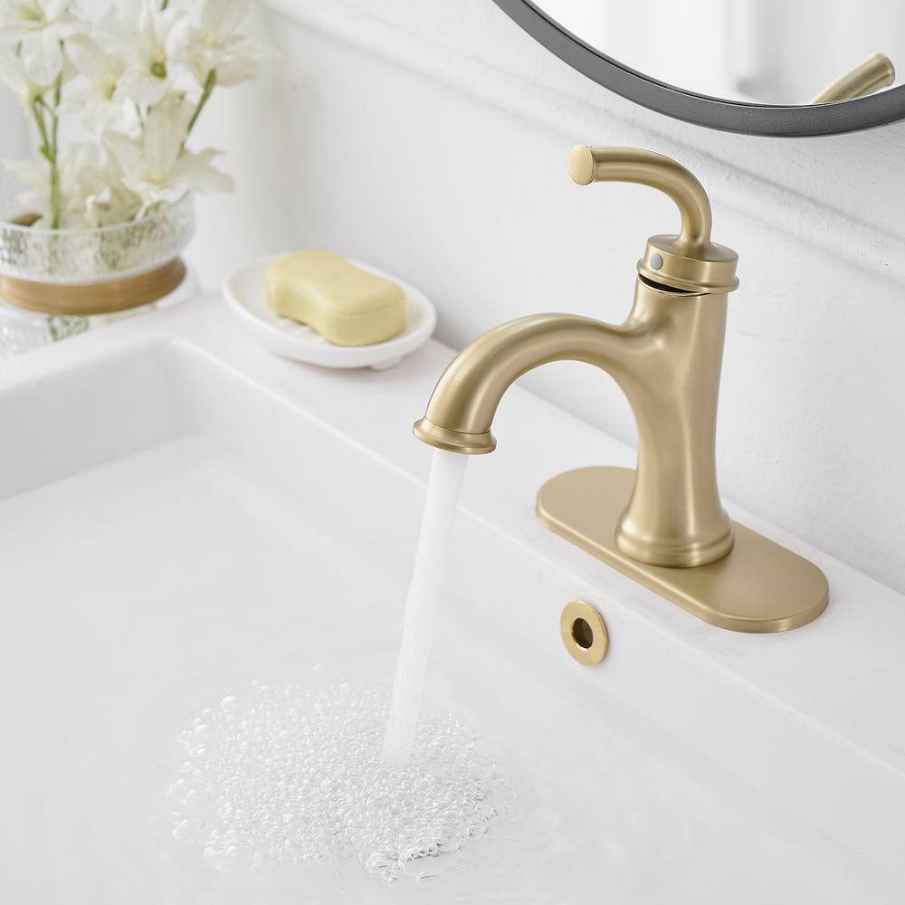 Brushed Gold Single Handle Stainless Steel Bathroom Faucet