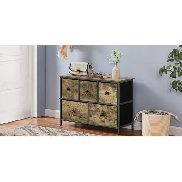 VECELO Dresser for Bedroom with 5 Drawers, Storage Organizer Unit with