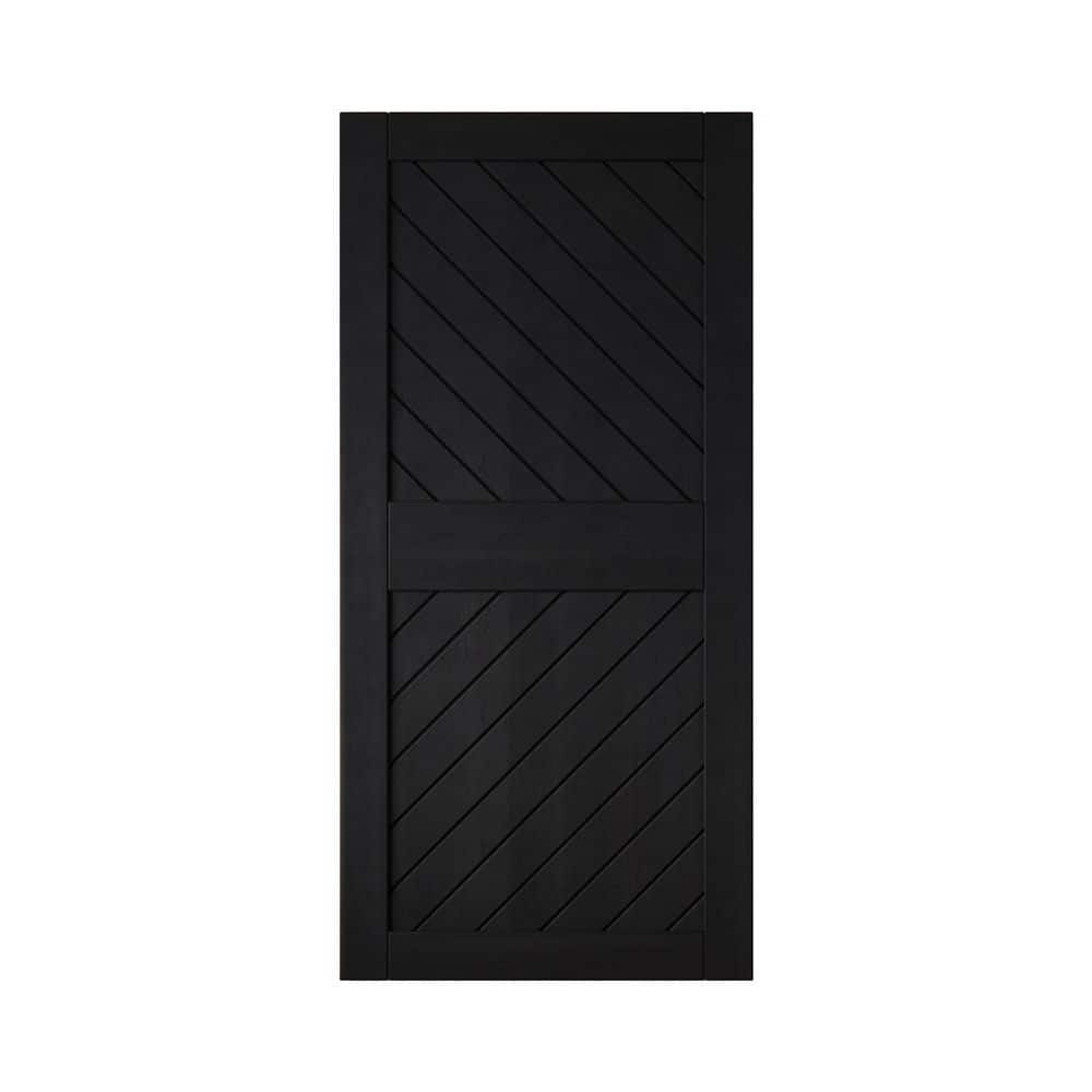XT4 36 in. x 84 in. C-Panel Solid Core Black Slanted Stripe Design Pine Wood Interior Sliding Barn Door Slab price history on PriceWatchPro