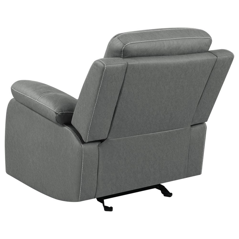 Gray Leather Glider Recliner with Manufactured Wood Frame