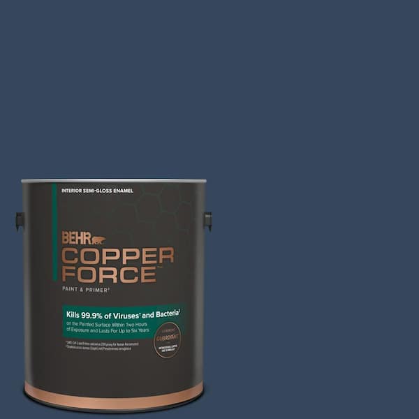 COPPER FORCE 1 gal. #MQ5-54 Compass Blue Semi-Gloss Enamel Virucidal and Antibacterial Interior Paint & Primer