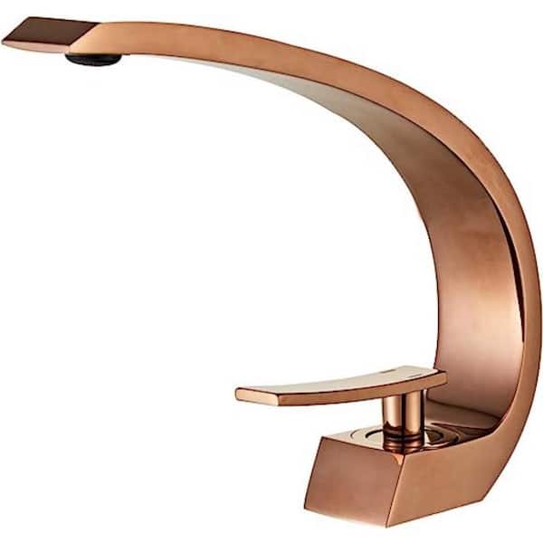 Dyiom 7 in. Rose Gold Bathroom Sink Faucet with Spout, Single Handle Single Hole, Bath Accessory Set, Number of Pieces-1