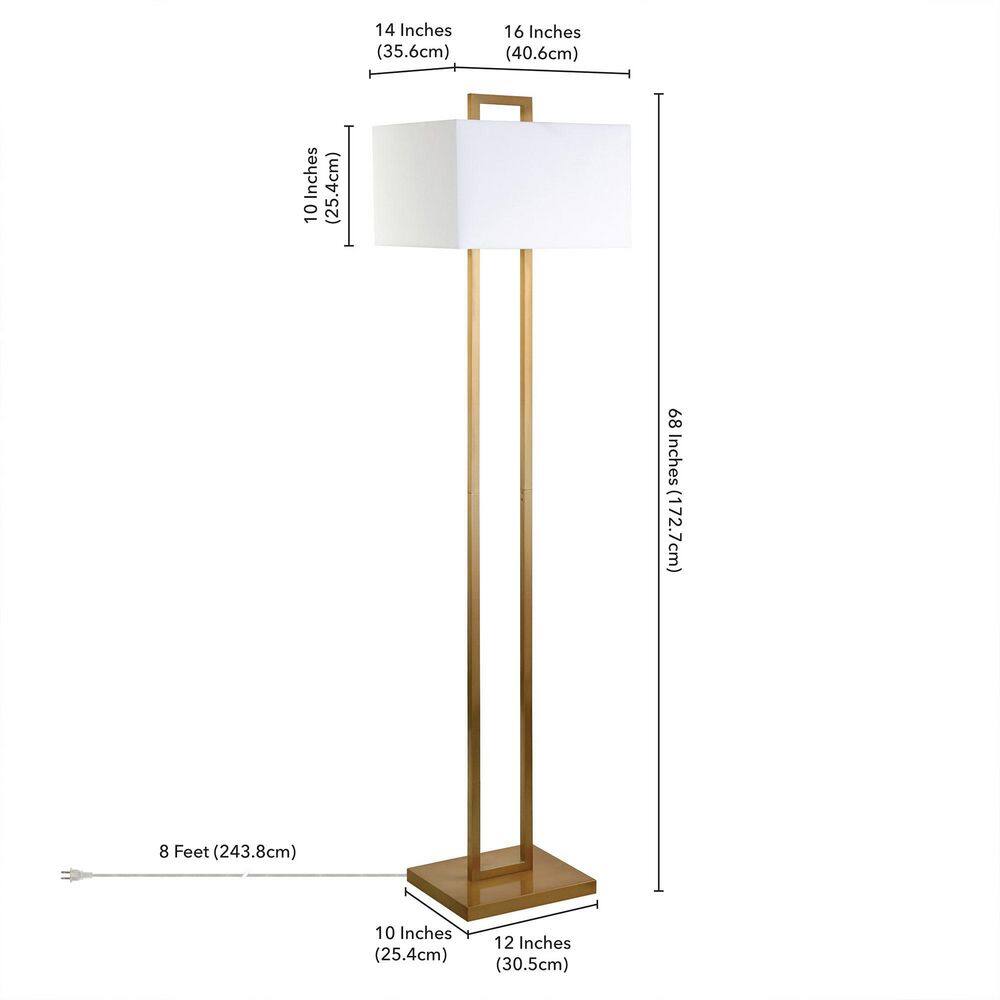 Arcadian 68" Brass Floor Lamp with Rectangular Shade