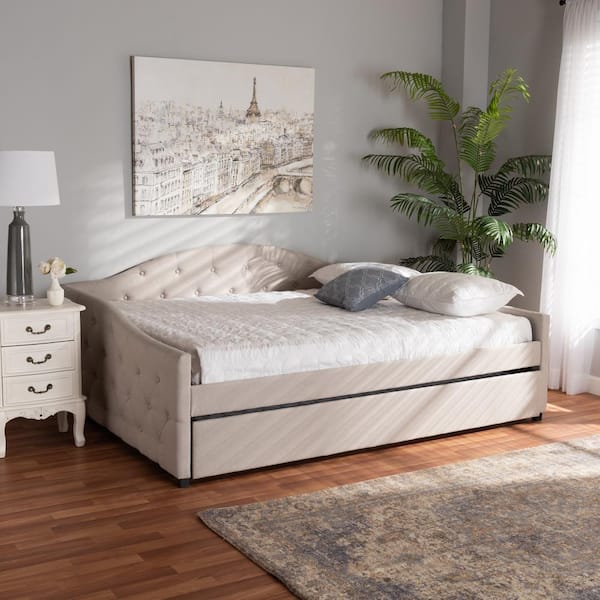 Baxton Studio Becker Beige Queen Daybed with Trundle 184 11091 HD