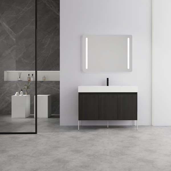 UPIKER Fommosa 47.25 in. W x 18.3 in. D Single Sink Freestanding Black Bath Vanity with White Resin Top Unassembled