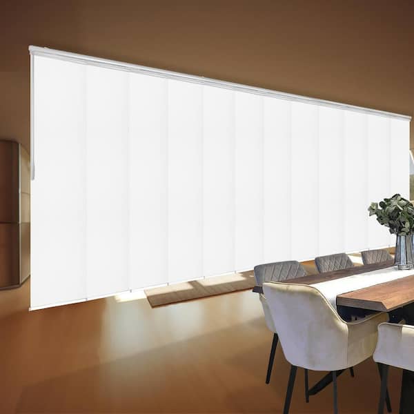 EMOH Alabaster 140 in. - 260 in. W x 116 in. L Adjustable 12-Panel Satin Nickel Double Rail Panel Track with 23.5 in. Slates