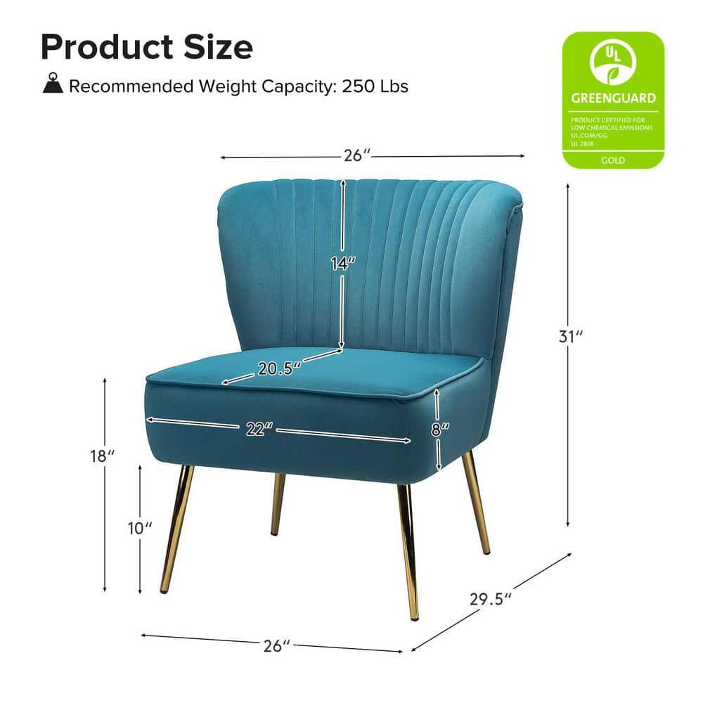 Elegant Blue Velvet Accent Chair Set with Gold Legs