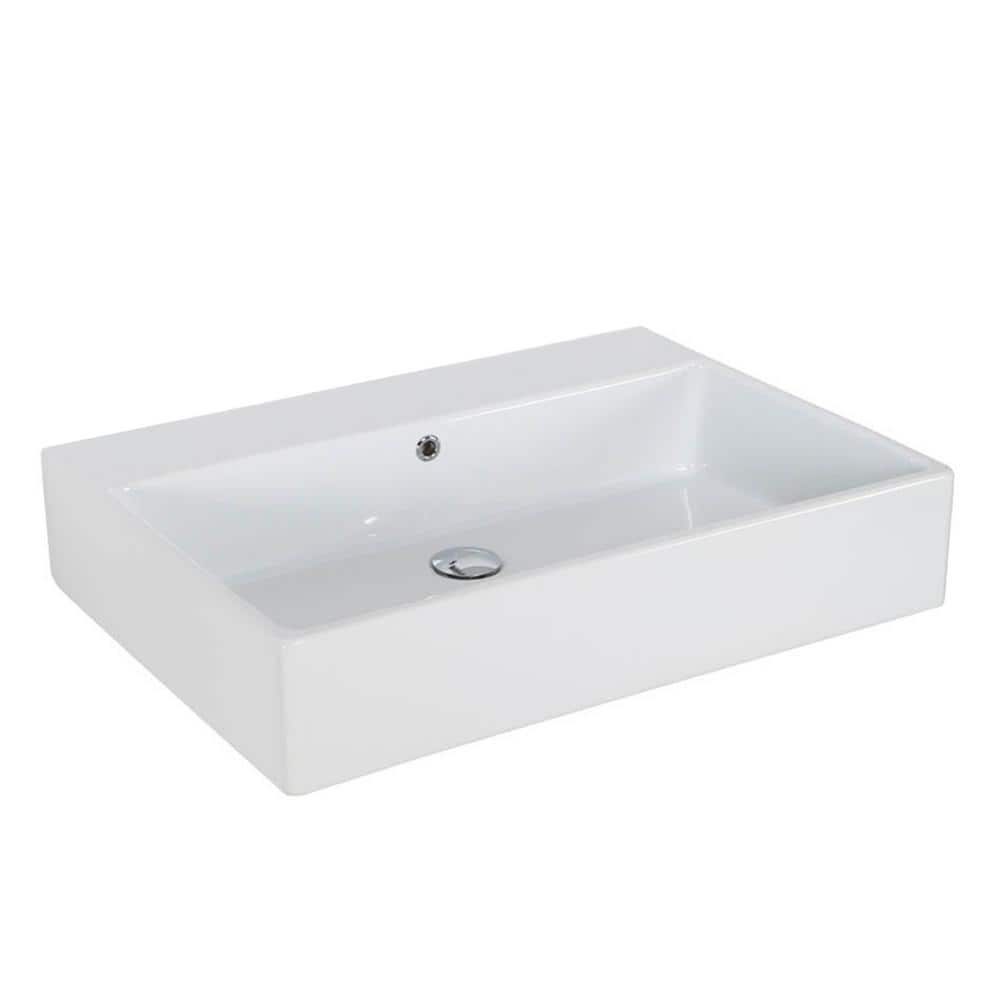 Ws Bath Collections Simple 7050a Wall Mount Vessel Bathroom Sink In Ceramic White Without Faucet Hole Simple 7050a00 The Home Depot