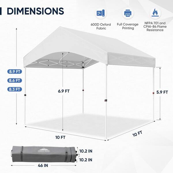 EAGLE PEAK 10 ft. x 10 ft. White Gable Roof Canopy