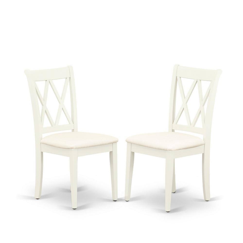 Linen White Round Pedestal Table with Double X-Back Chairs