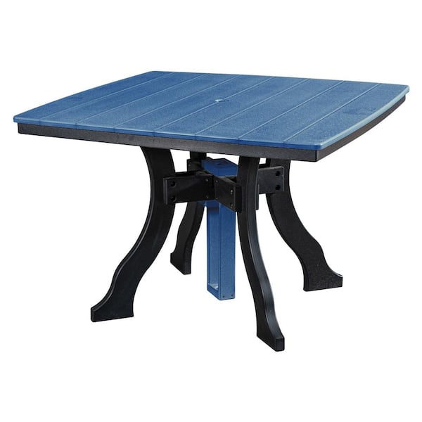 American Furniture Classics Adirondack Series Black Frame Square High Density Plastic Dining Height Outdoor Dining Table