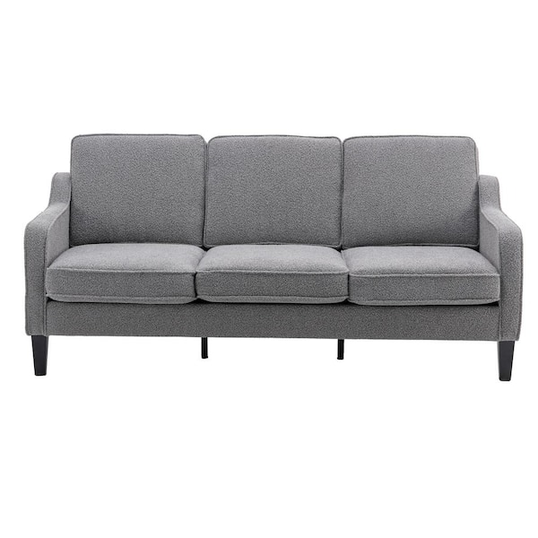 ATHMILE 70.87 in. W Square Arm Polyester Straight Chesterfield 3-seat Sofa in Gray